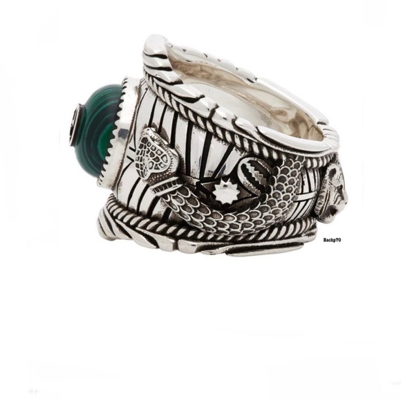 New Authentic Gucci GG Malachite Snake Ring - Picture 6 of 10